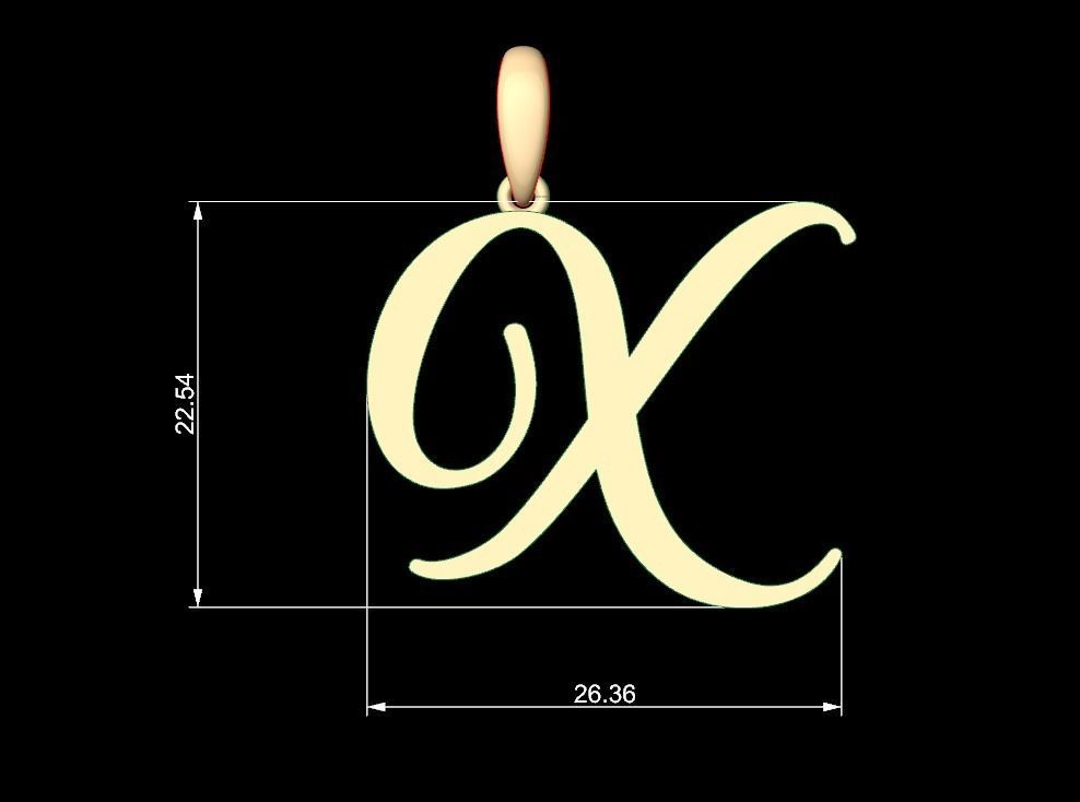 Initial Letters Pendant Sunshine X 3D print model_4