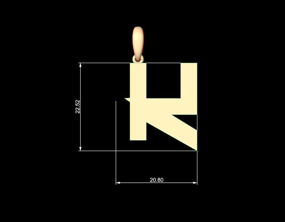 Initial Letters Pendant Super Maizen K 3D print model_4