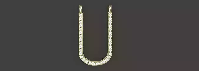 Diamond U Pendant Gold Silver Platinum Luxury Jewelry