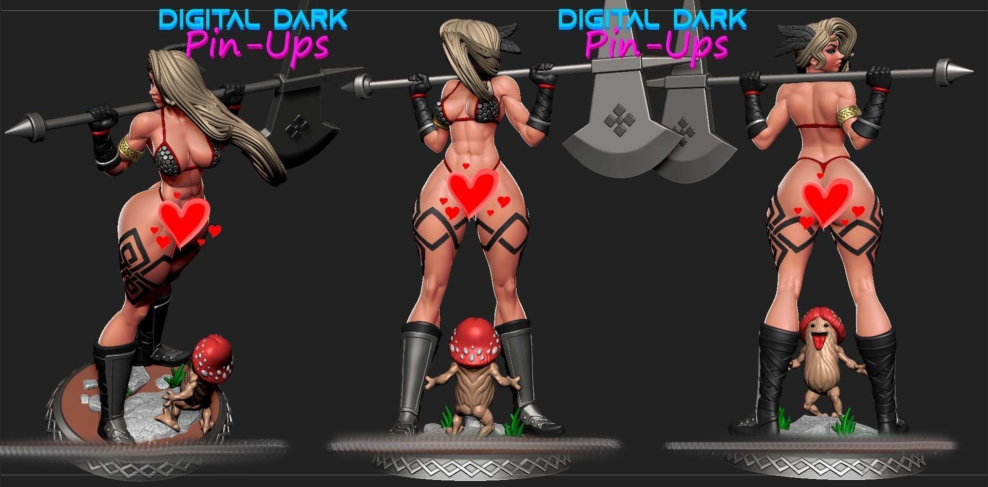 Amazon with NSFW version and miniatures 100mm and keychain 3D print model_3