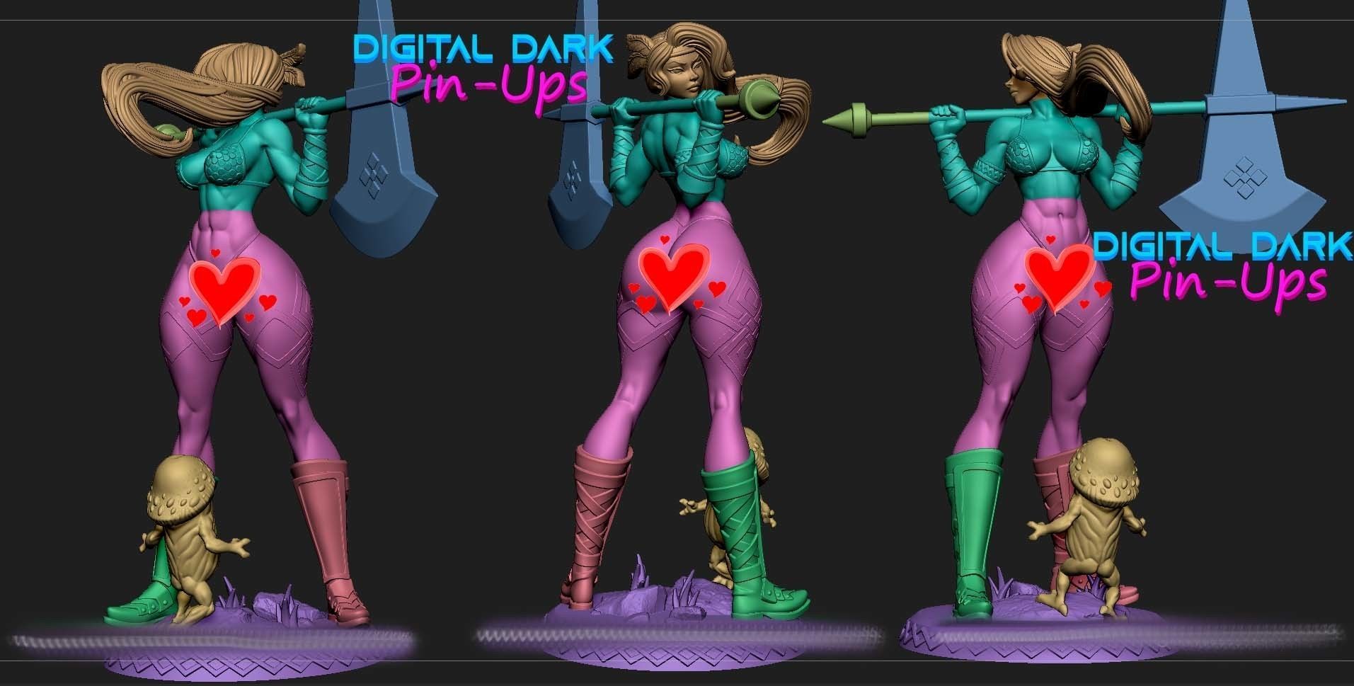 Amazon with NSFW version and miniatures 100mm and keychain 3D print model_7