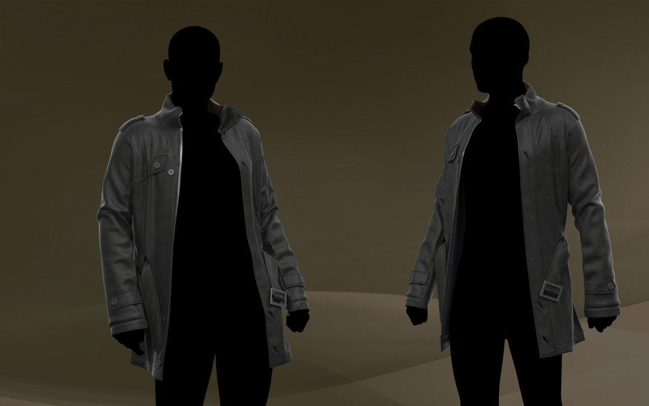 Mens leather jacket 3D model_1