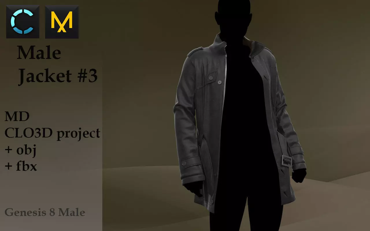 Mens leather jacket 3D model_0