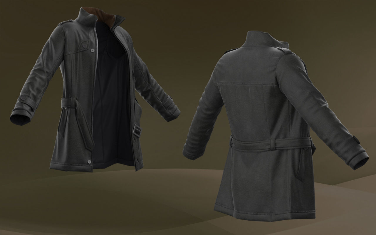 Mens leather jacket 3D model_2