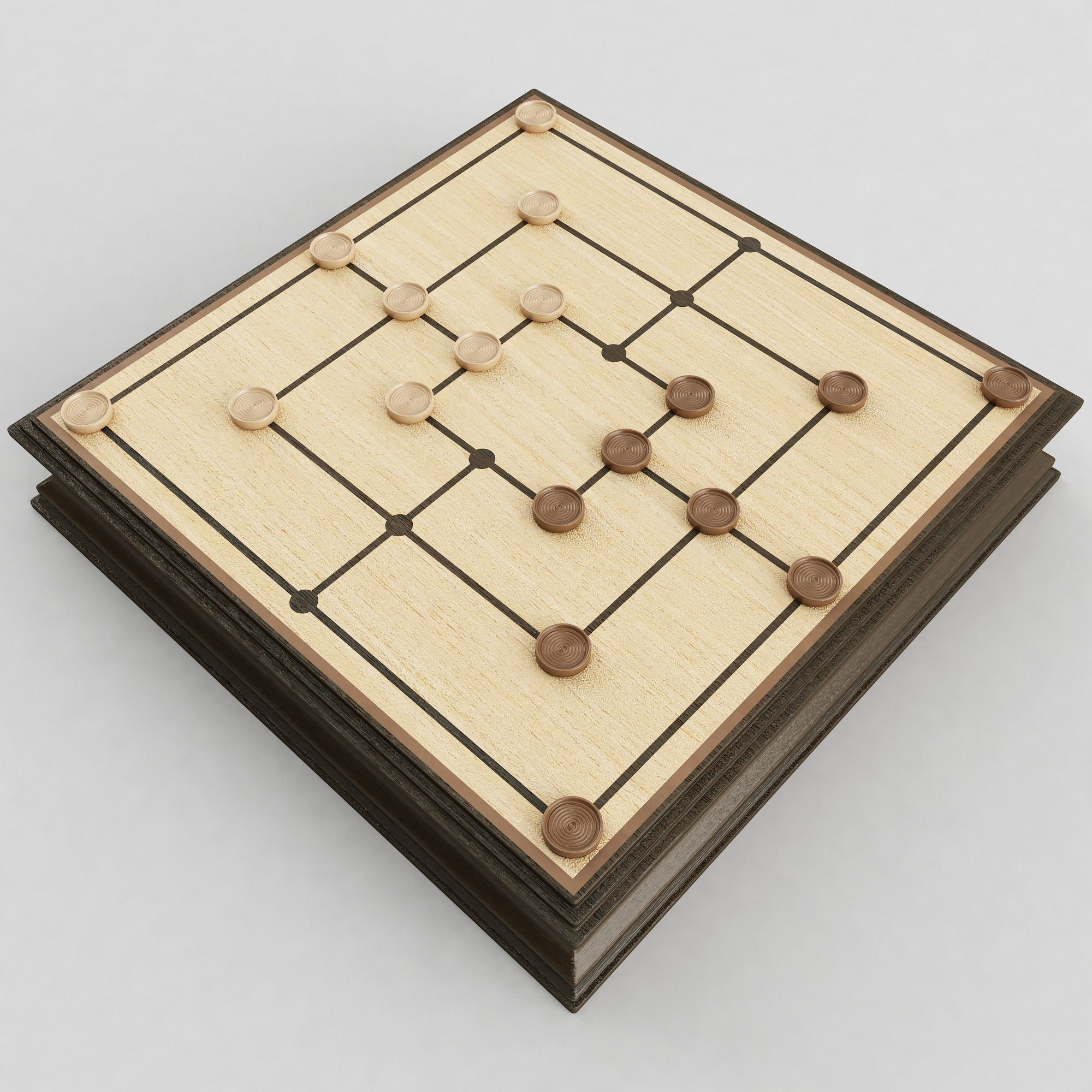 Nine Mens Morris Board Game 3D model_1