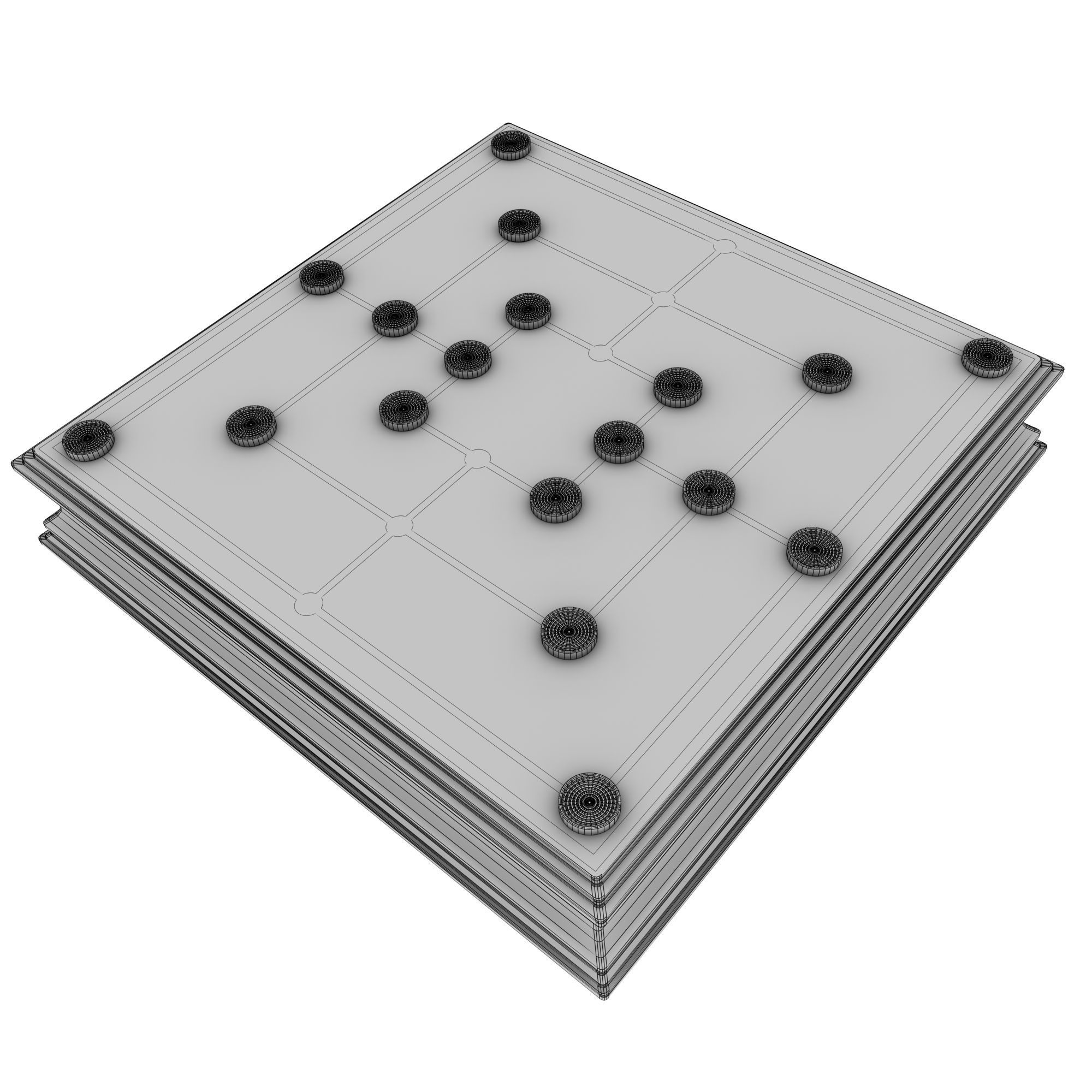 Nine Mens Morris Board Game 3D model_7
