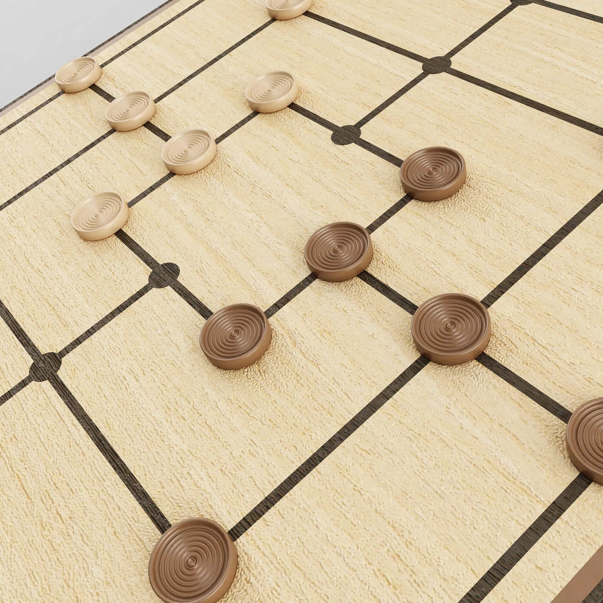 Nine Mens Morris Board Game 3D model_0