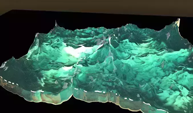 Ocean mountain with water