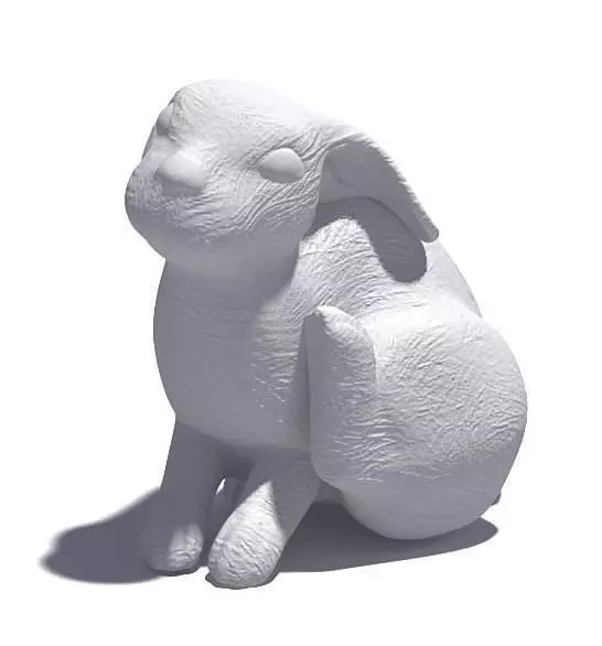 White Rabbit Scratching Sculpture 3D model
