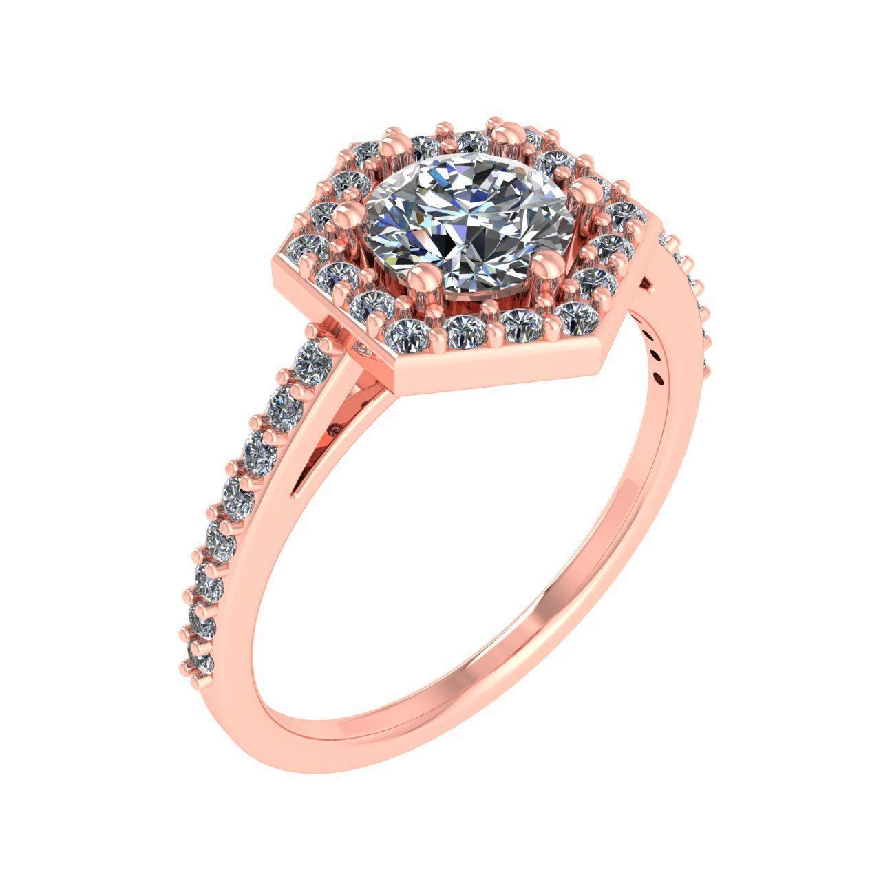 Hexagon Halo Engagement Ring 5mm 3D print model_11