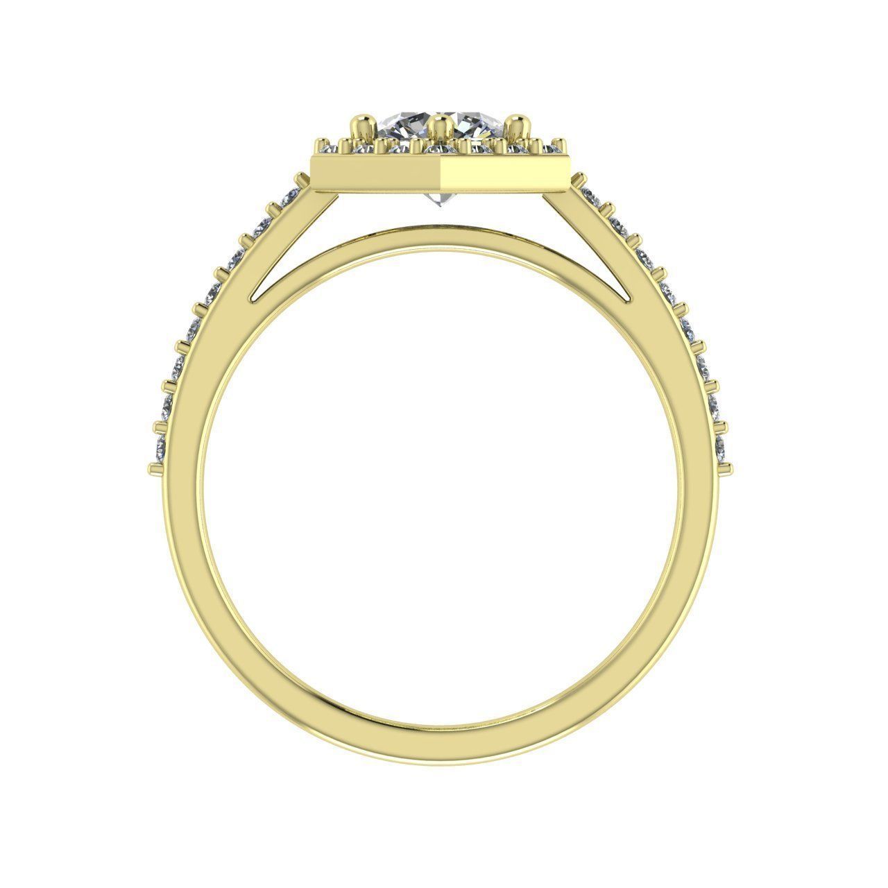 Hexagon Halo Engagement Ring 5mm 3D print model_6