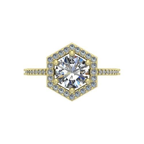 Hexagon Halo Engagement Ring Round Diamond 7mm 3D print model
