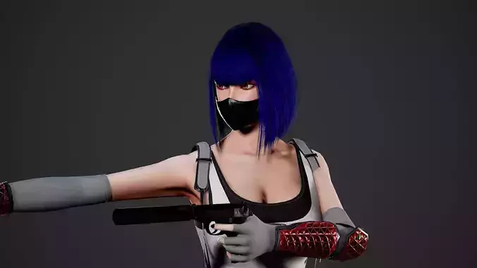 Secret Agent Girl - Game Ready Low-poly 3D model