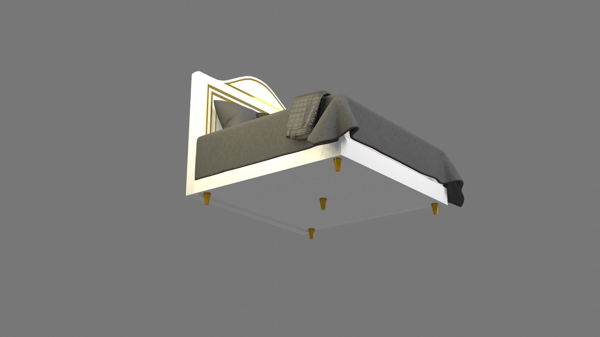 Bed 2 Model with headboard and footboard 3D model_20