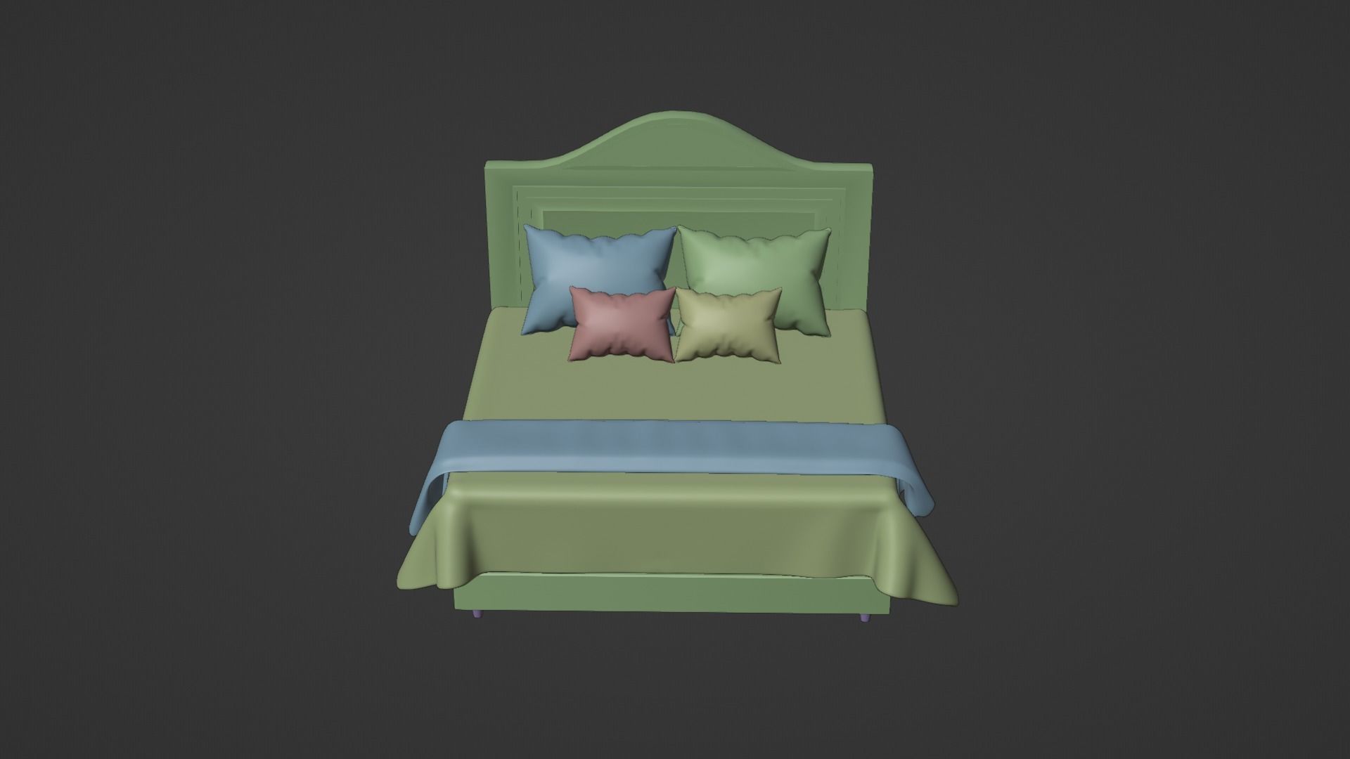Bed 2 Model with headboard and footboard 3D model_4