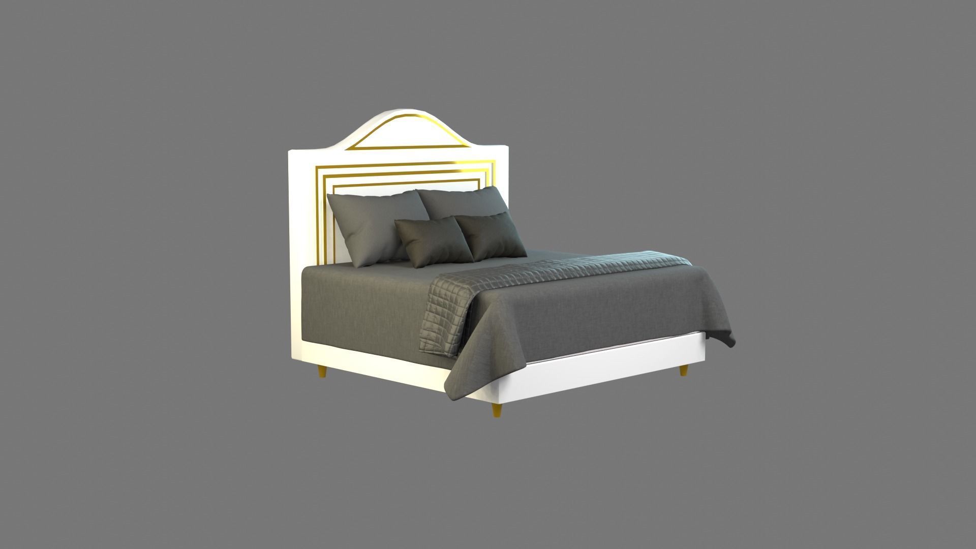 Bed 2 Model with headboard and footboard 3D model_27