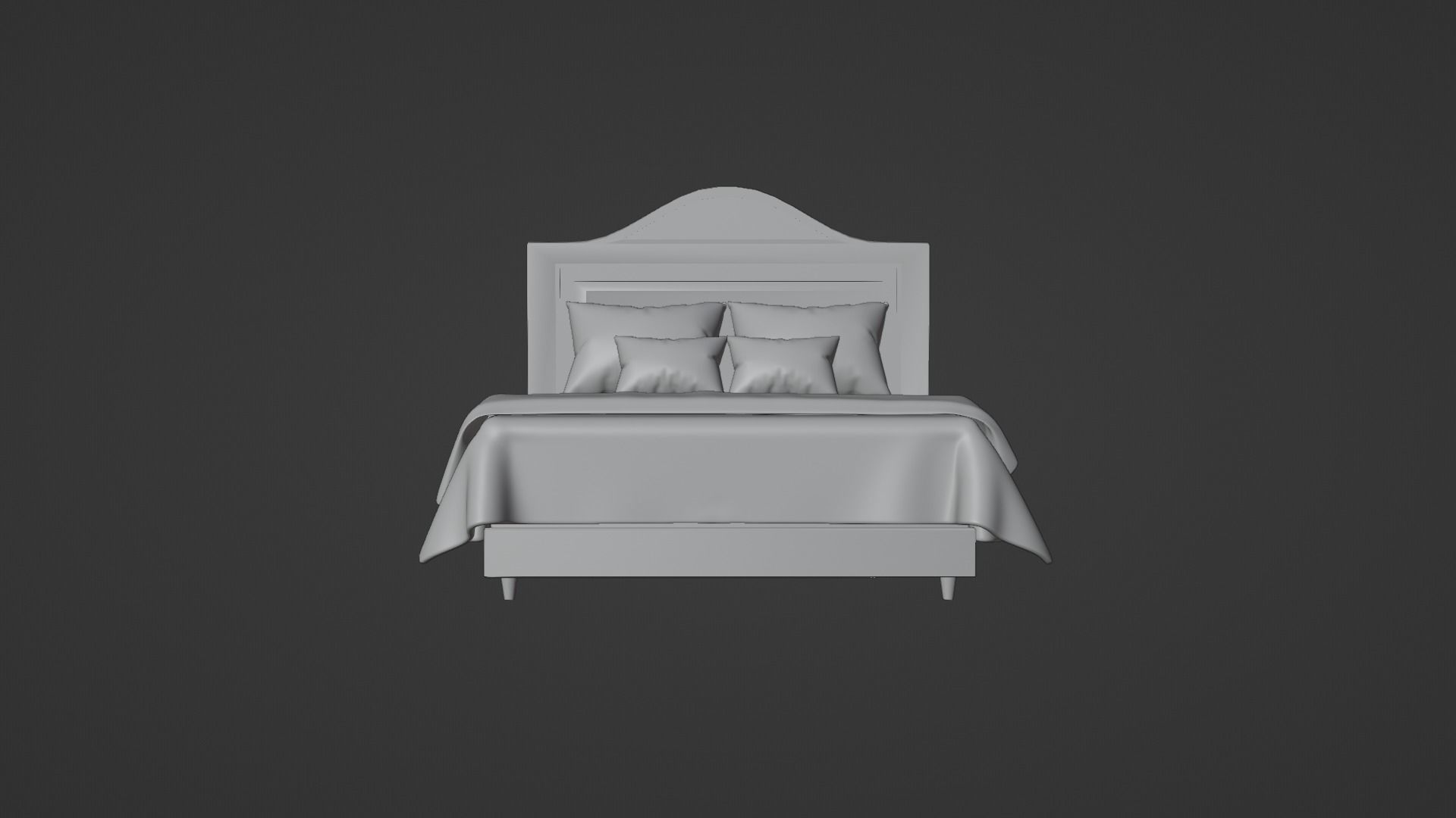 Bed 2 Model with headboard and footboard 3D model_2