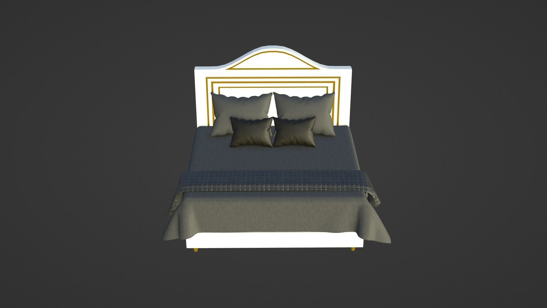 Bed 2 Model with headboard and footboard 3D model_25