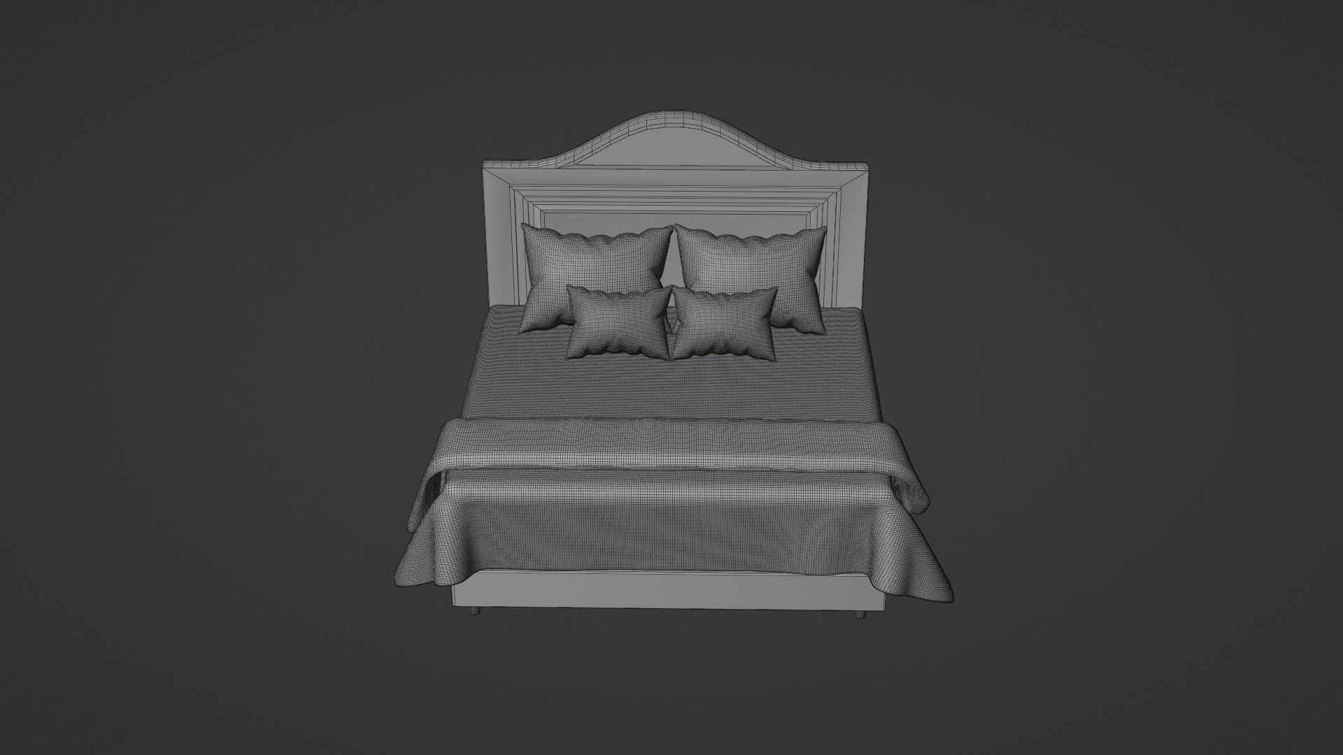 Bed 2 Model with headboard and footboard 3D model_3