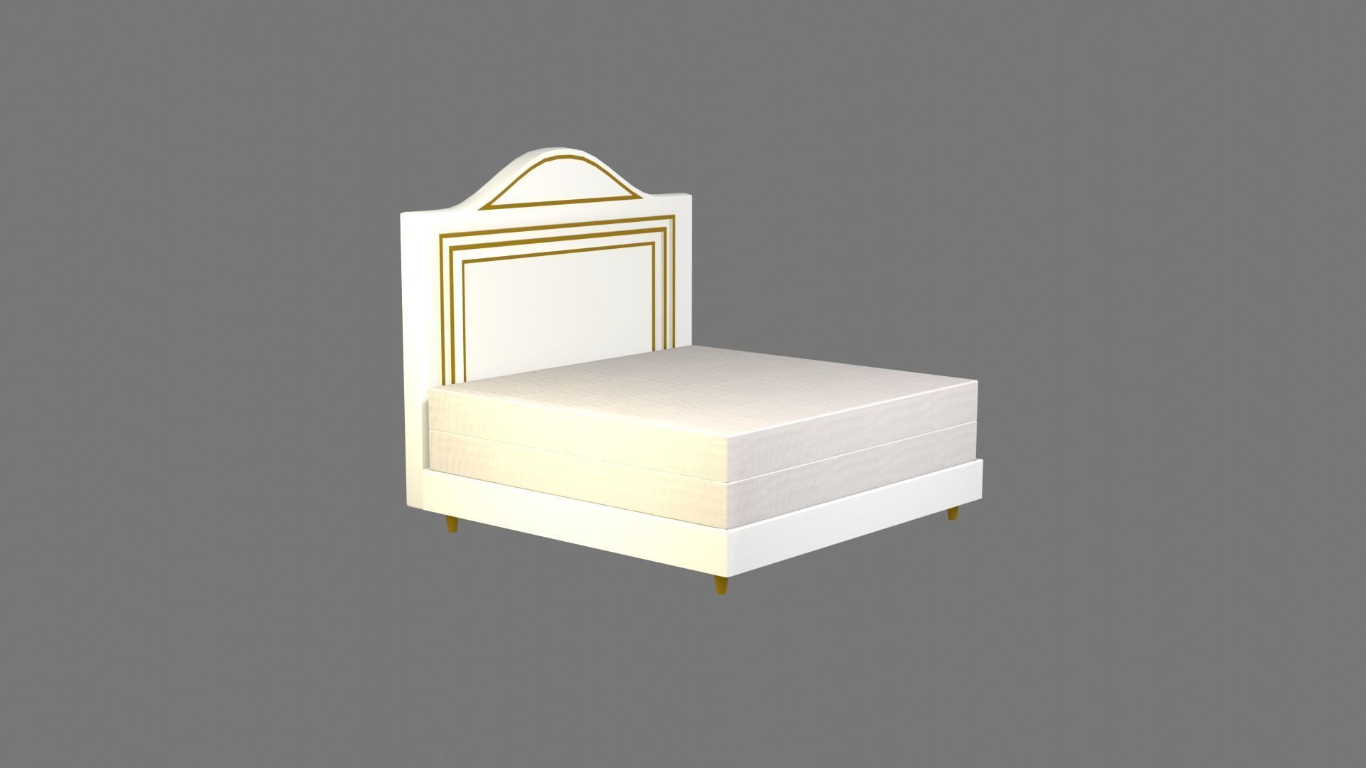 Bed 2 Model with headboard and footboard 3D model_9