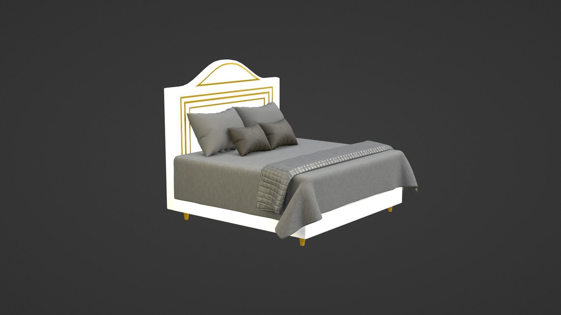Bed 2 Model with headboard and footboard 3D model_6