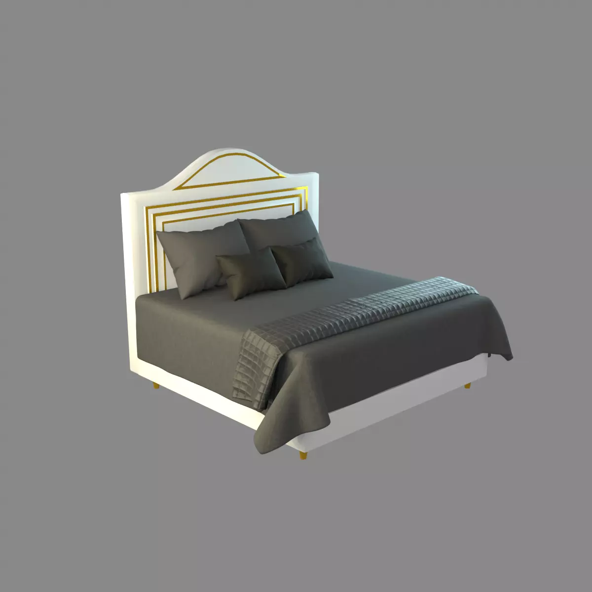 Bed 2 Model with headboard and footboard 3D model_0