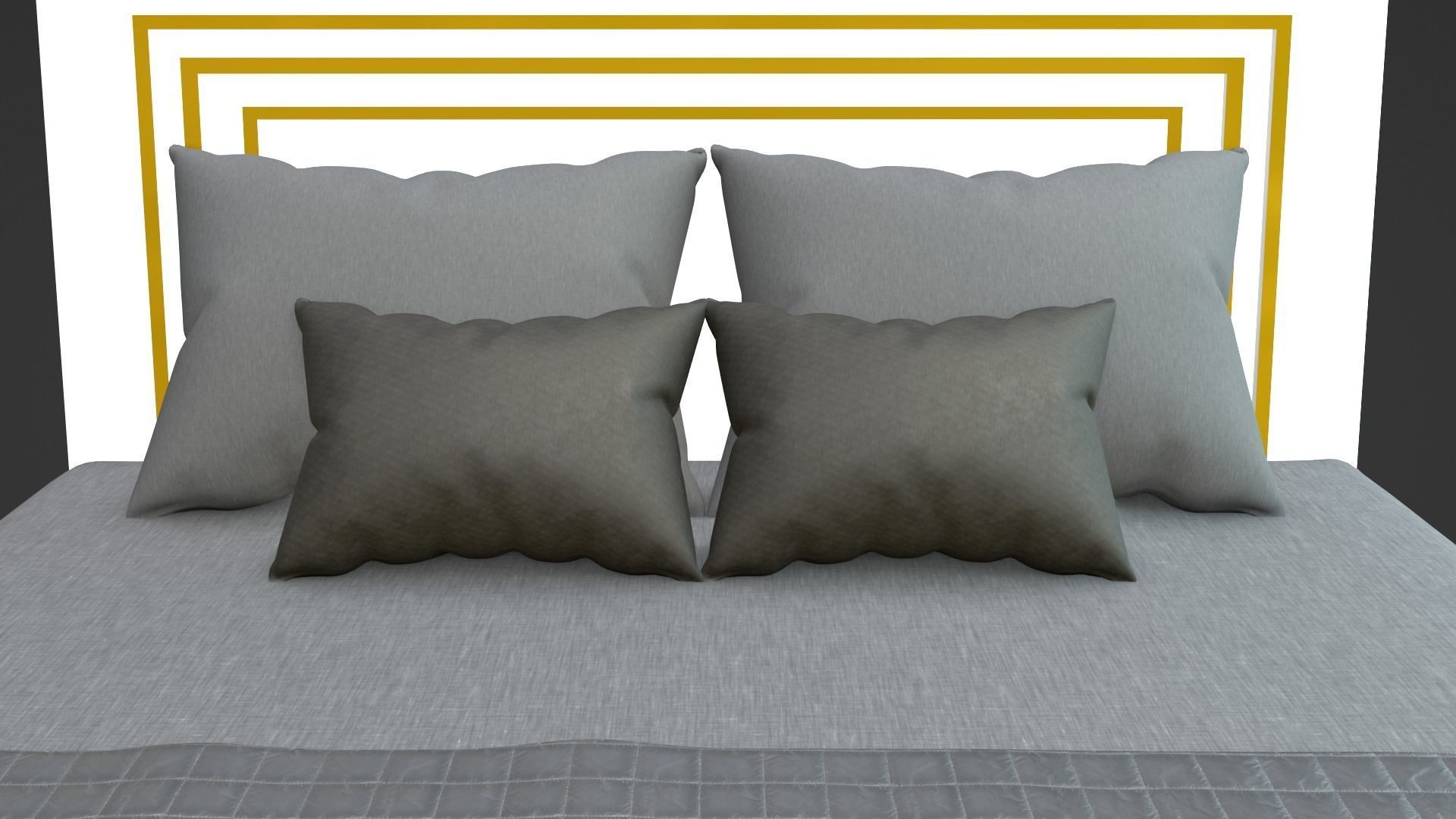 Bed 2 Model with headboard and footboard 3D model_22