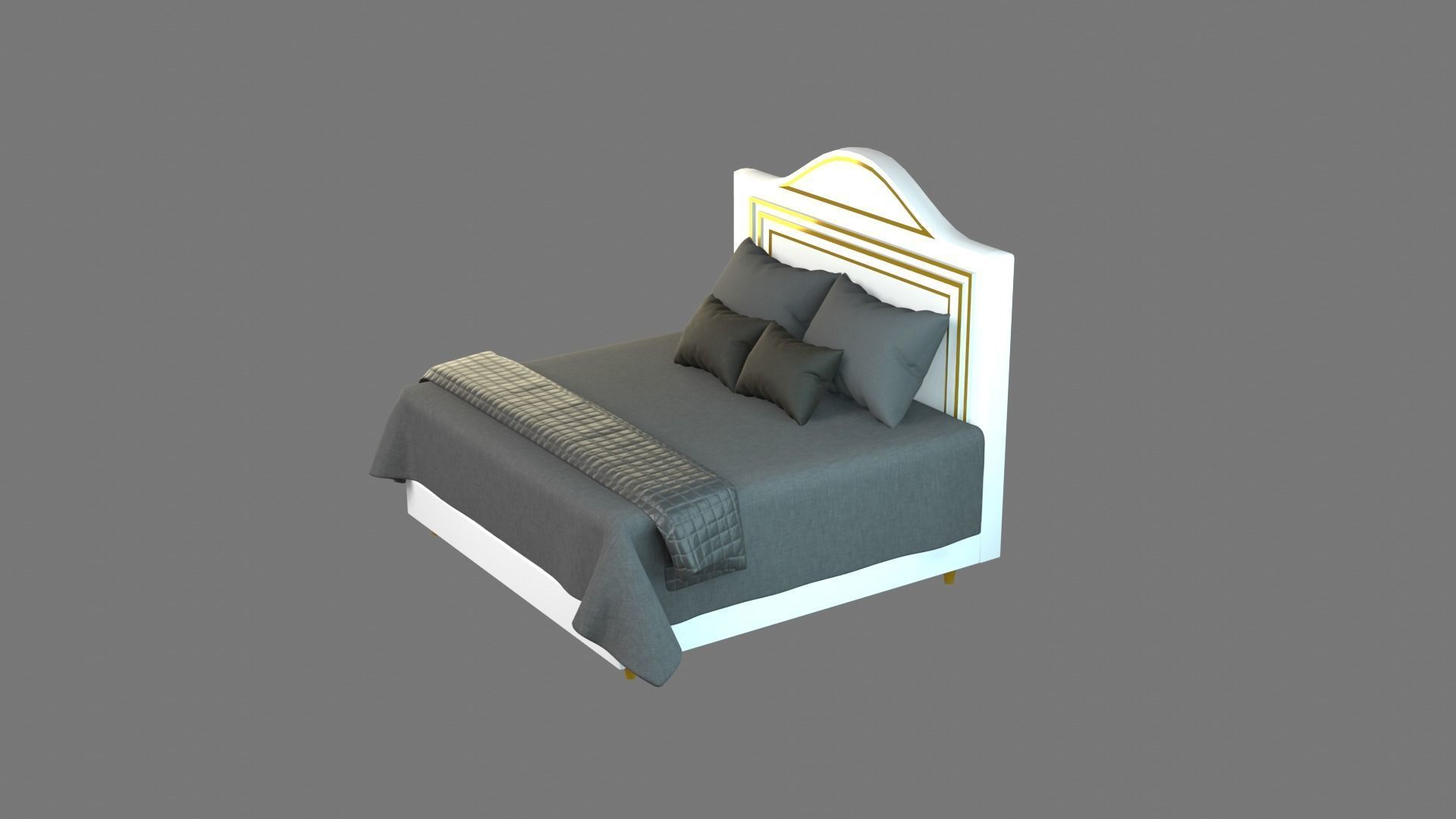 Bed 2 Model with headboard and footboard 3D model_31
