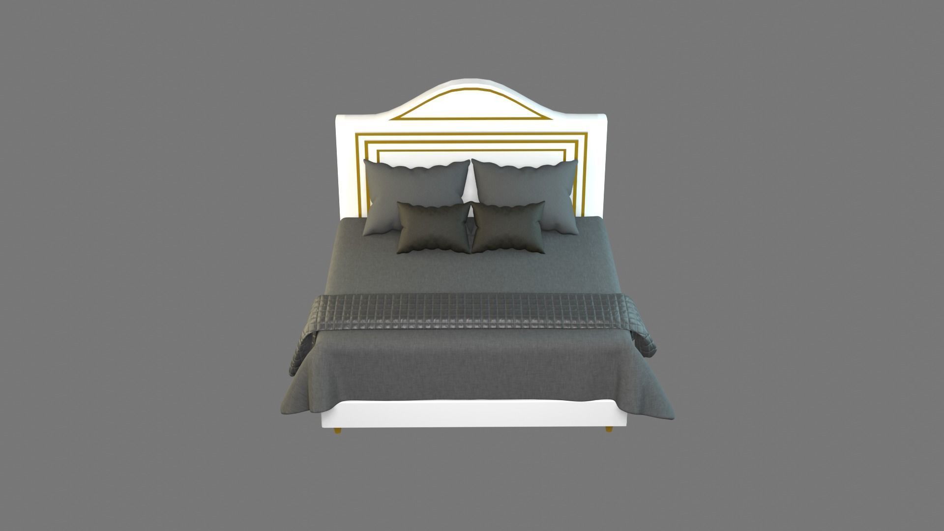 Bed 2 Model with headboard and footboard 3D model_7