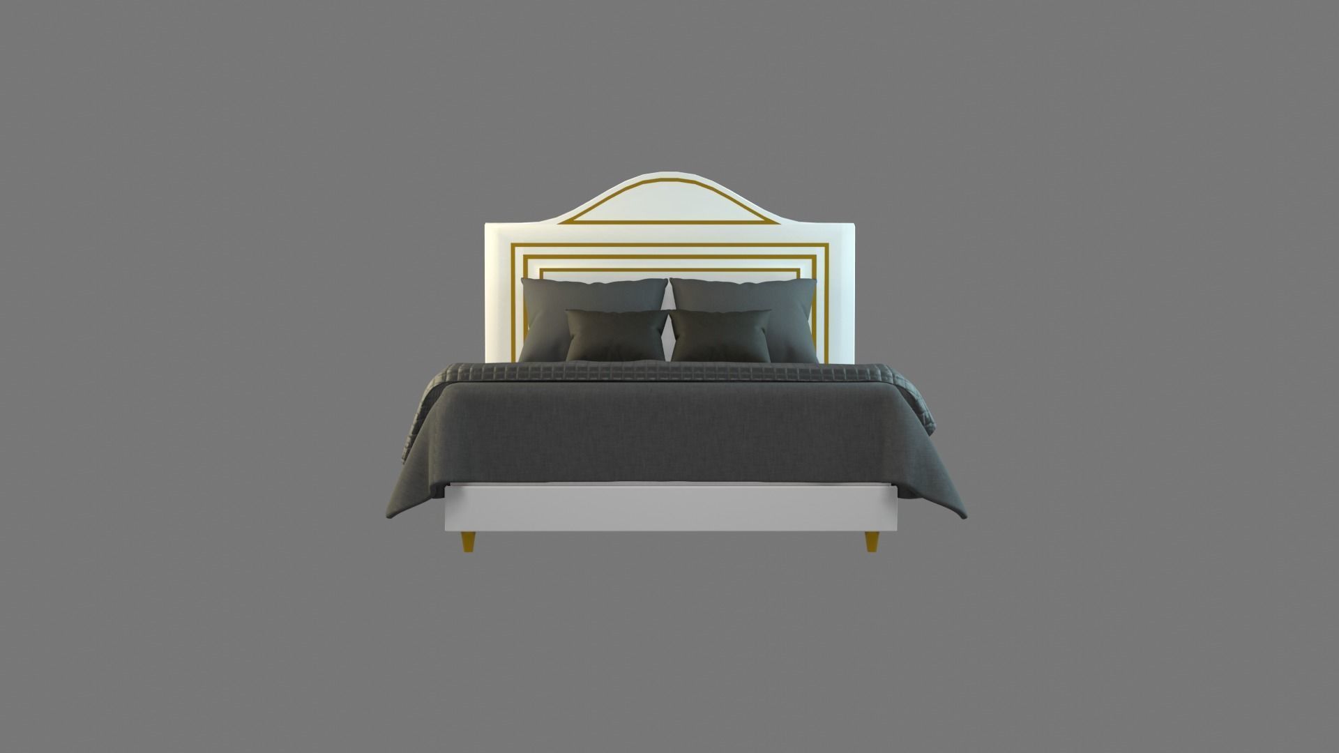 Bed 2 Model with headboard and footboard 3D model_26