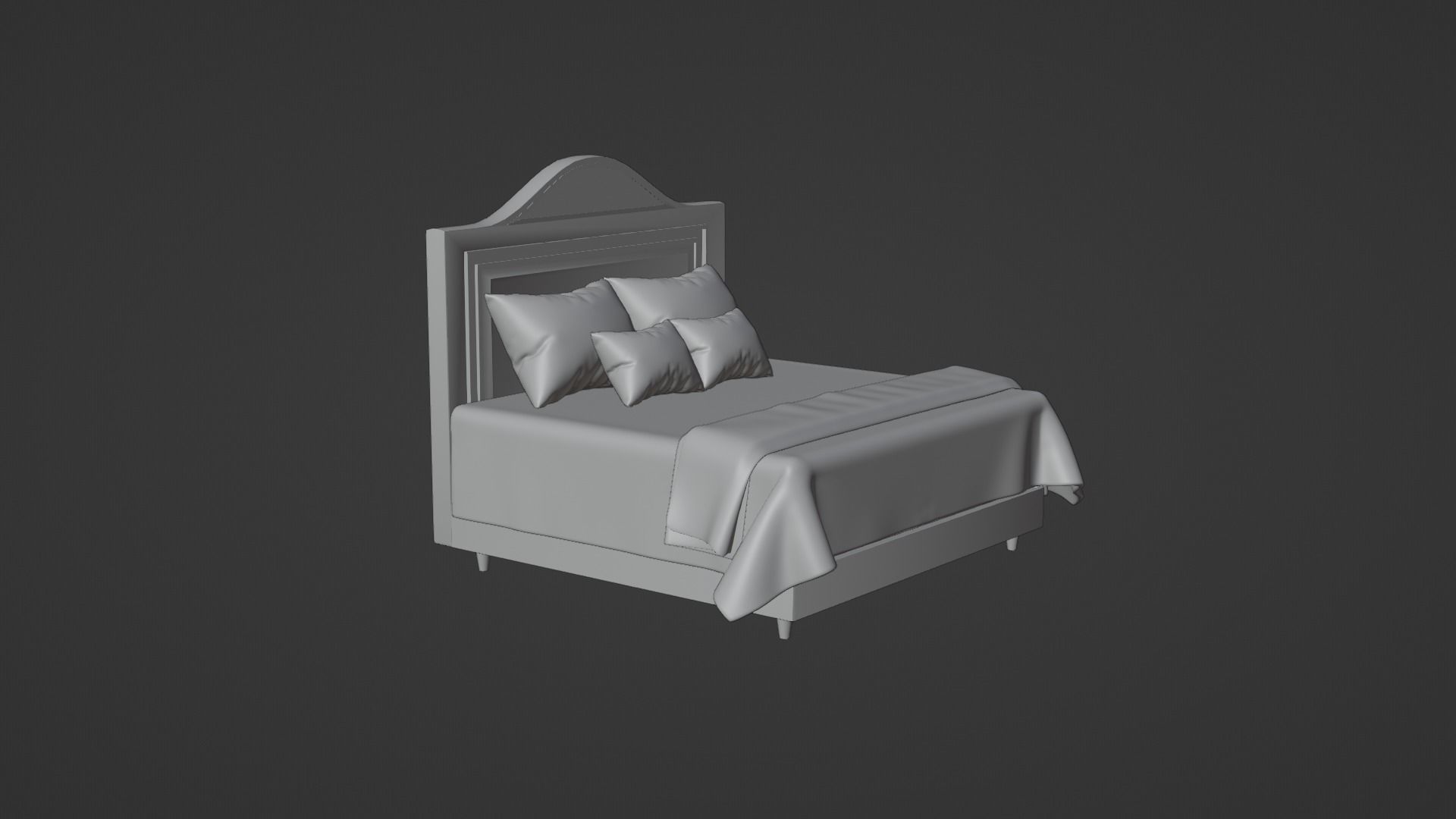 Bed 2 Model with headboard and footboard 3D model_5