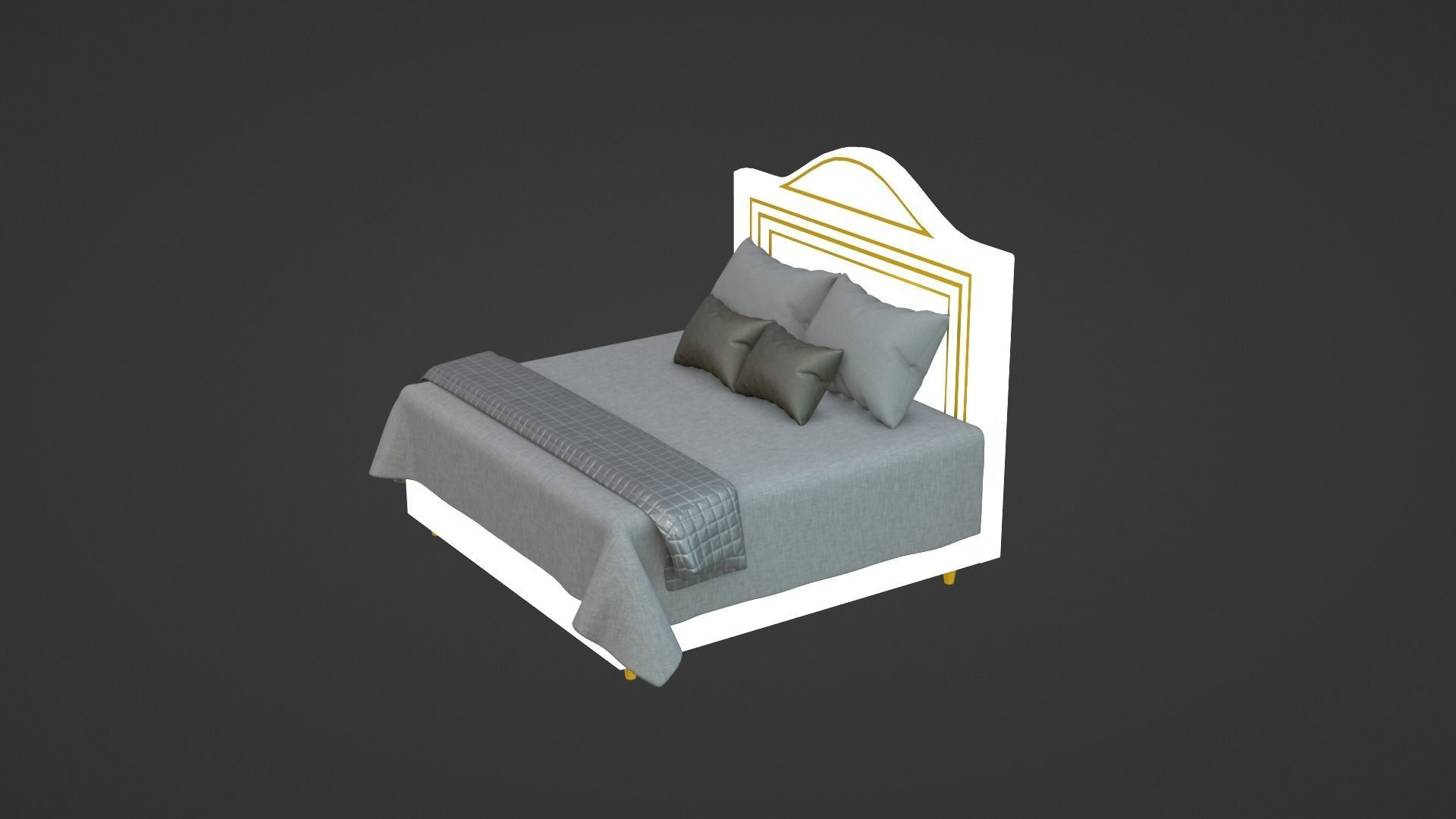 Bed 2 Model with headboard and footboard 3D model_15