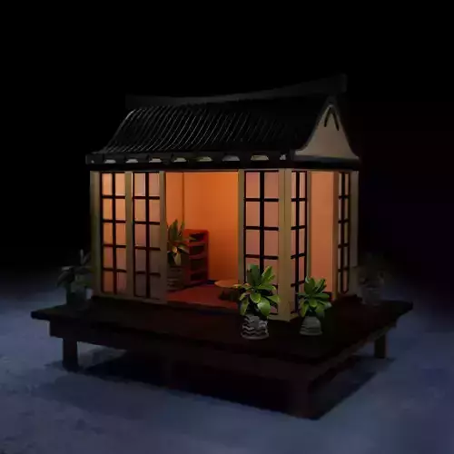 Japanese Garden Structure Teahouse Viewing Pavilions with plants