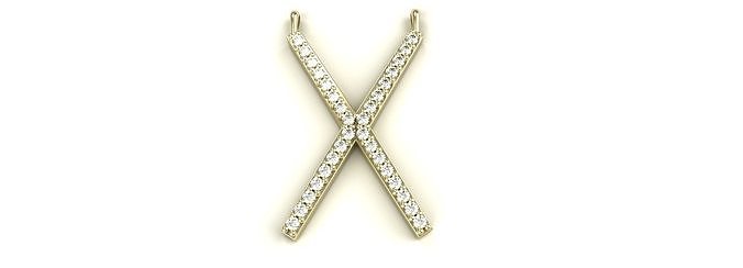 Diamond X Pendant Gold Silver Platinum Luxury Jewelry 3D print model