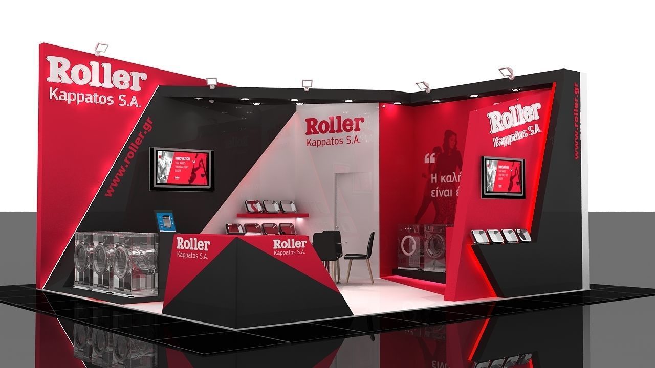 Booth Exhibition Stand 2 Side Open  Stall 7x6m Height 400 cm 3D model_3