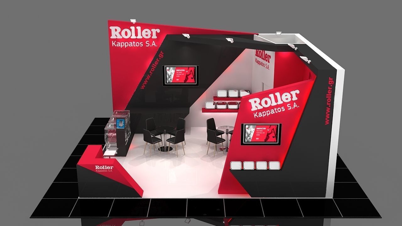 Booth Exhibition Stand 2 Side Open  Stall 7x6m Height 400 cm 3D model_1