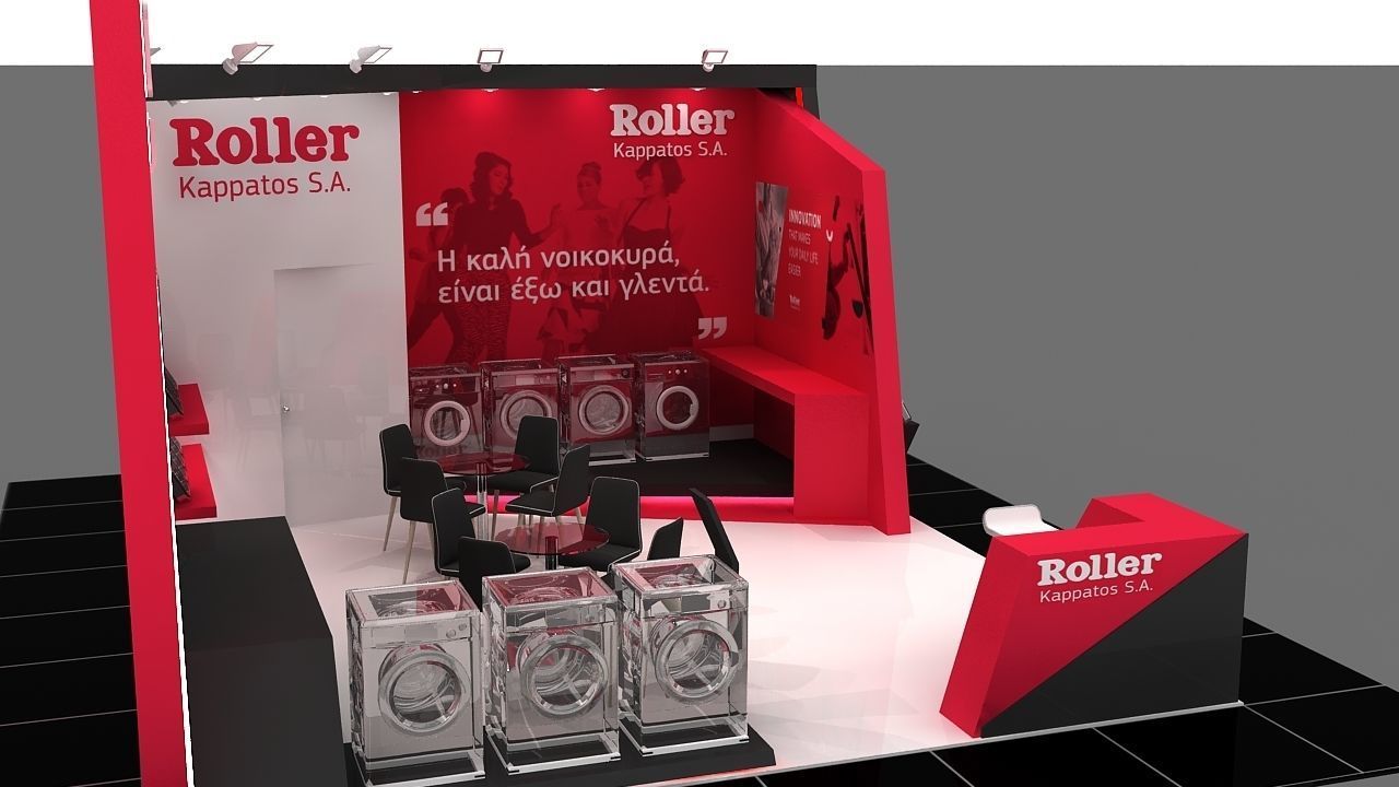 Booth Exhibition Stand 2 Side Open  Stall 7x6m Height 400 cm 3D model_5