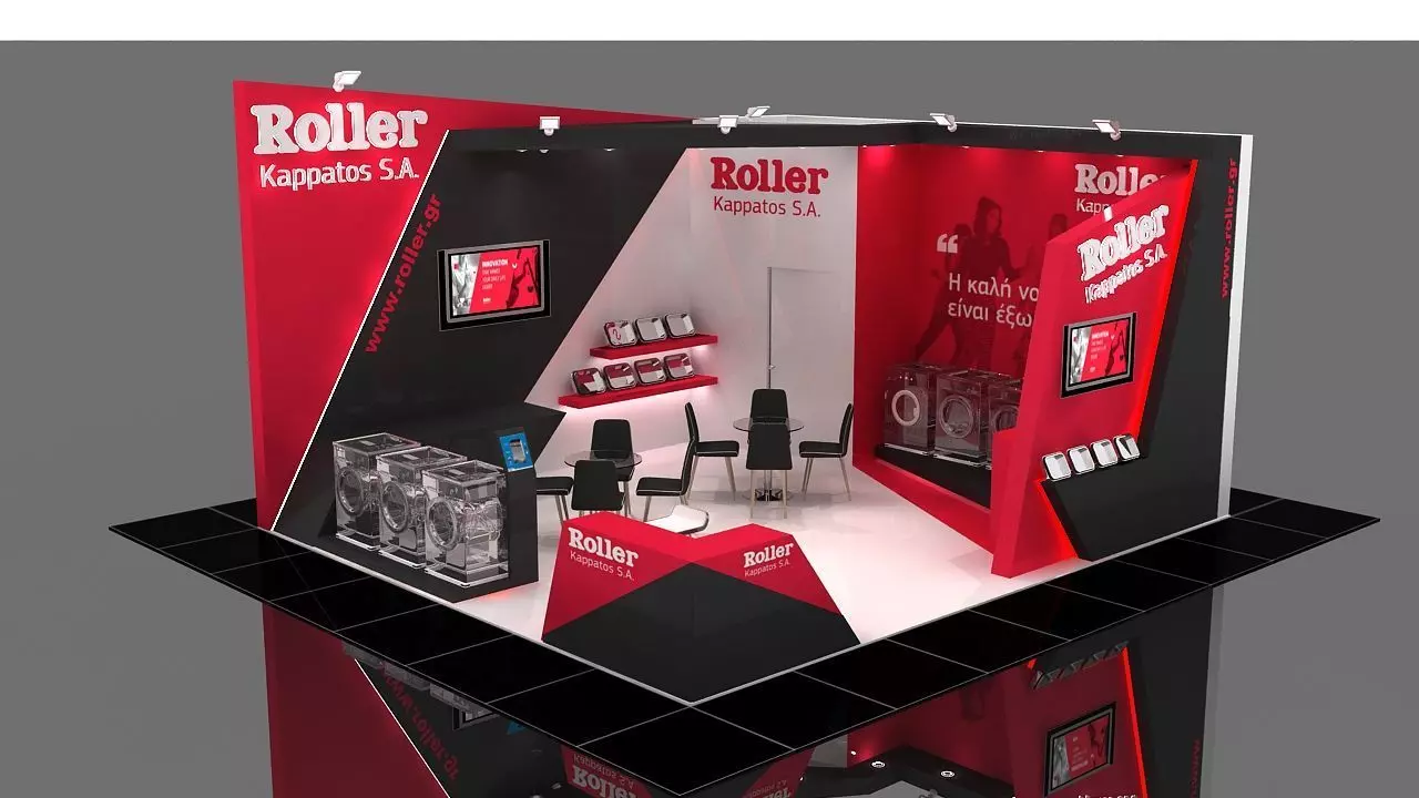 Booth Exhibition Stand 2 Side Open  Stall 7x6m Height 400 cm 3D model_0