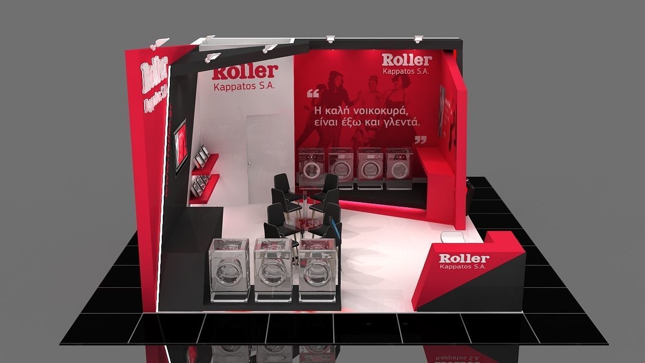 Booth Exhibition Stand 2 Side Open  Stall 7x6m Height 400 cm 3D model_2