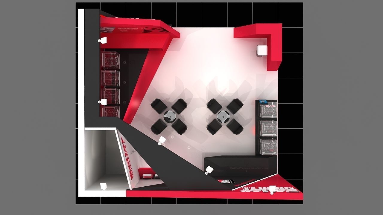 Booth Exhibition Stand 2 Side Open  Stall 7x6m Height 400 cm 3D model_6