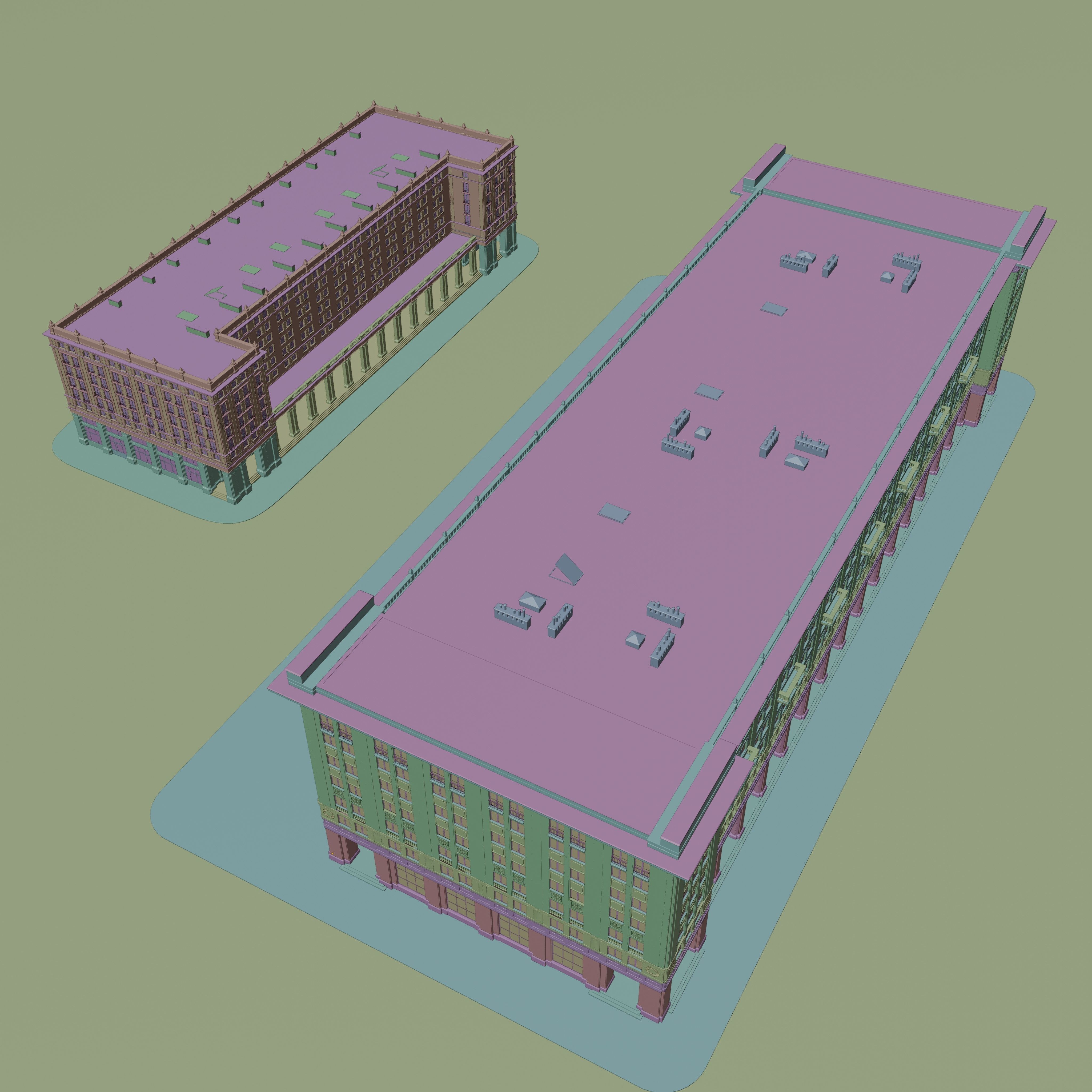 Two Buildings 3D model_8