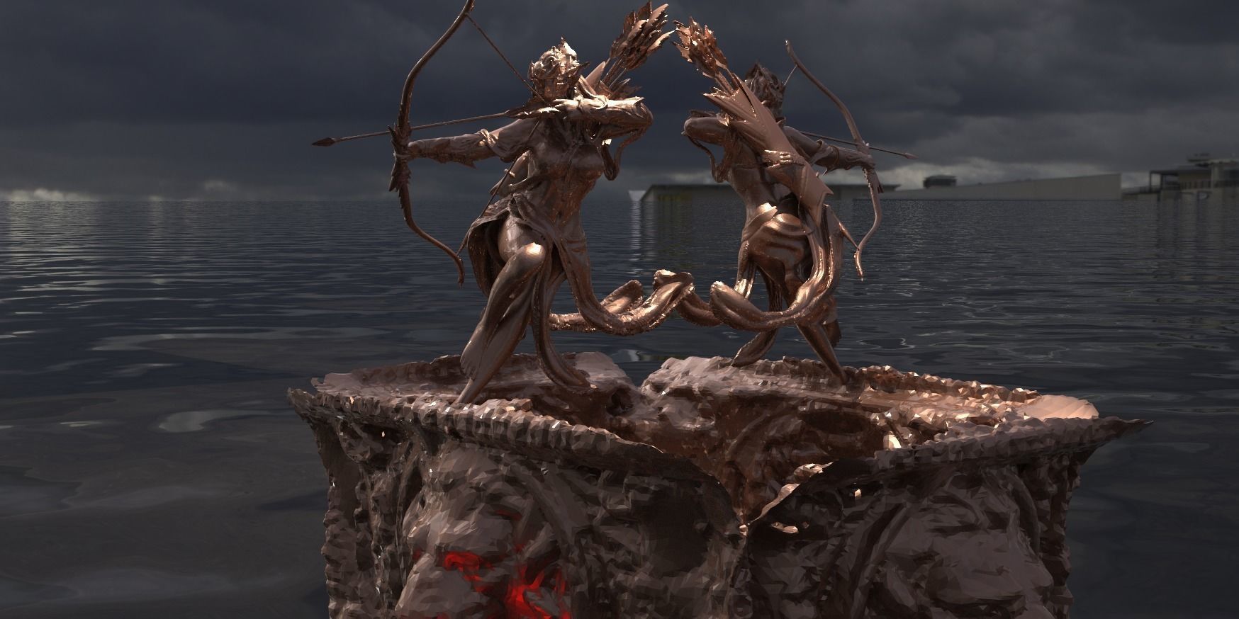 Aslan Lion walls 3D With Archer mirrored  3D model_1