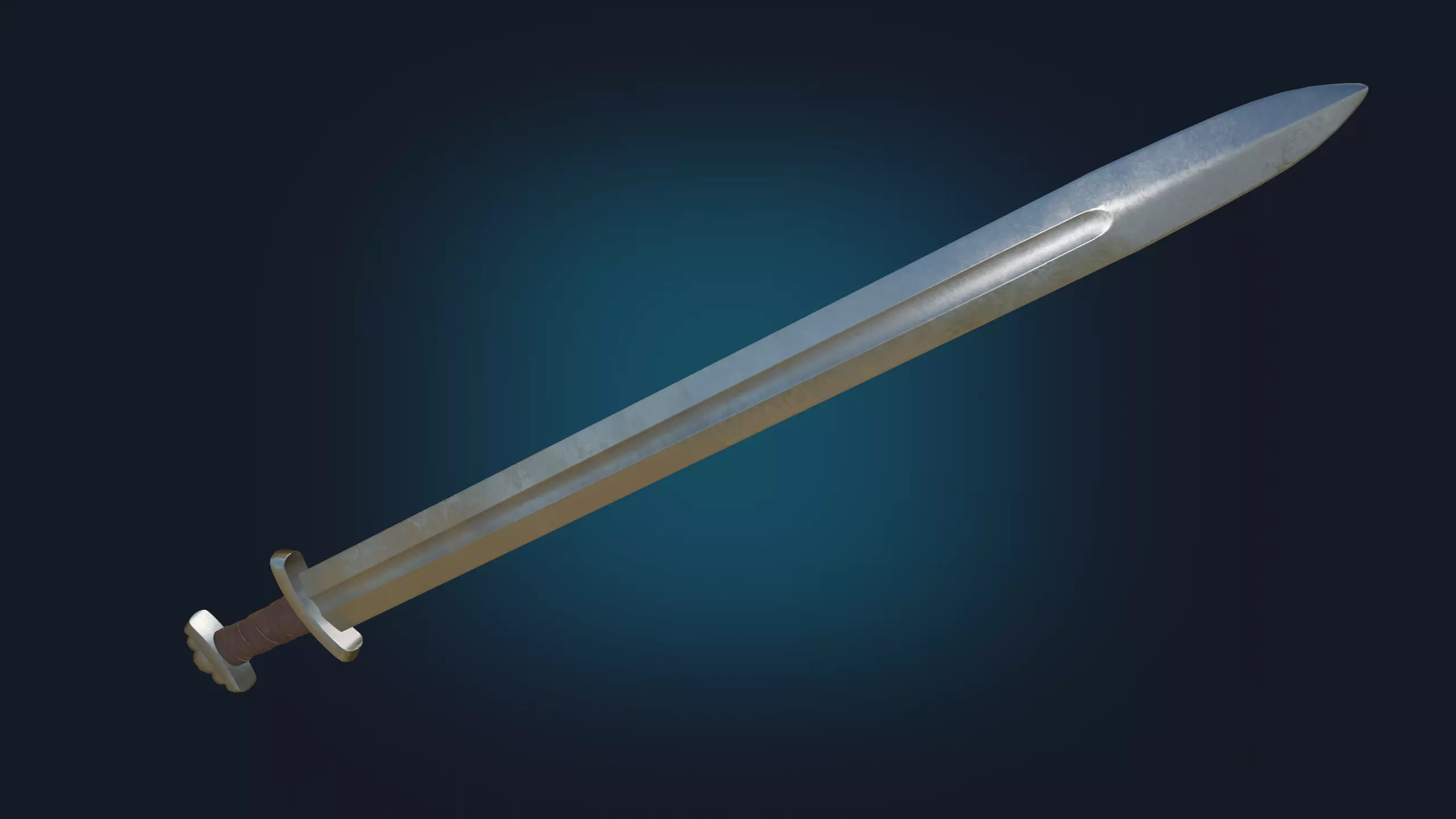 Medieval Realistic Viking Sword Middle-poly Game ready 3D model_0
