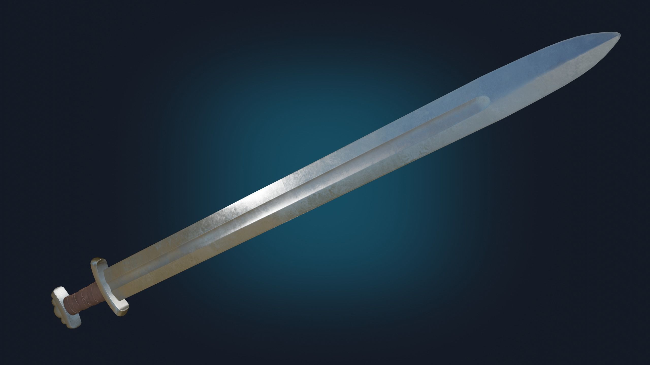 Medieval Realistic Viking Sword Middle-poly Game ready 3D model_6