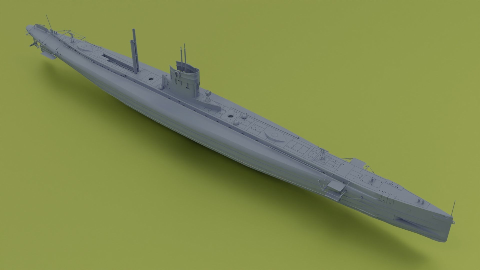 SMS U9 U-boat Low-poly 3D model_11
