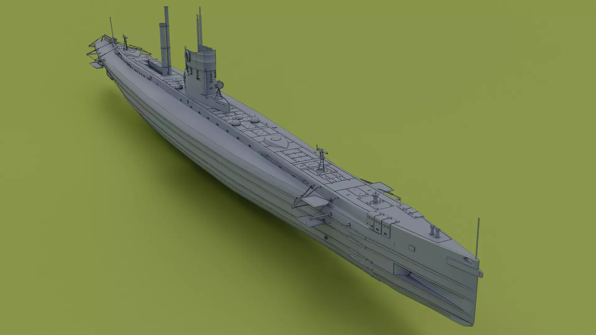 SMS U9 U-boat Low-poly 3D model_0