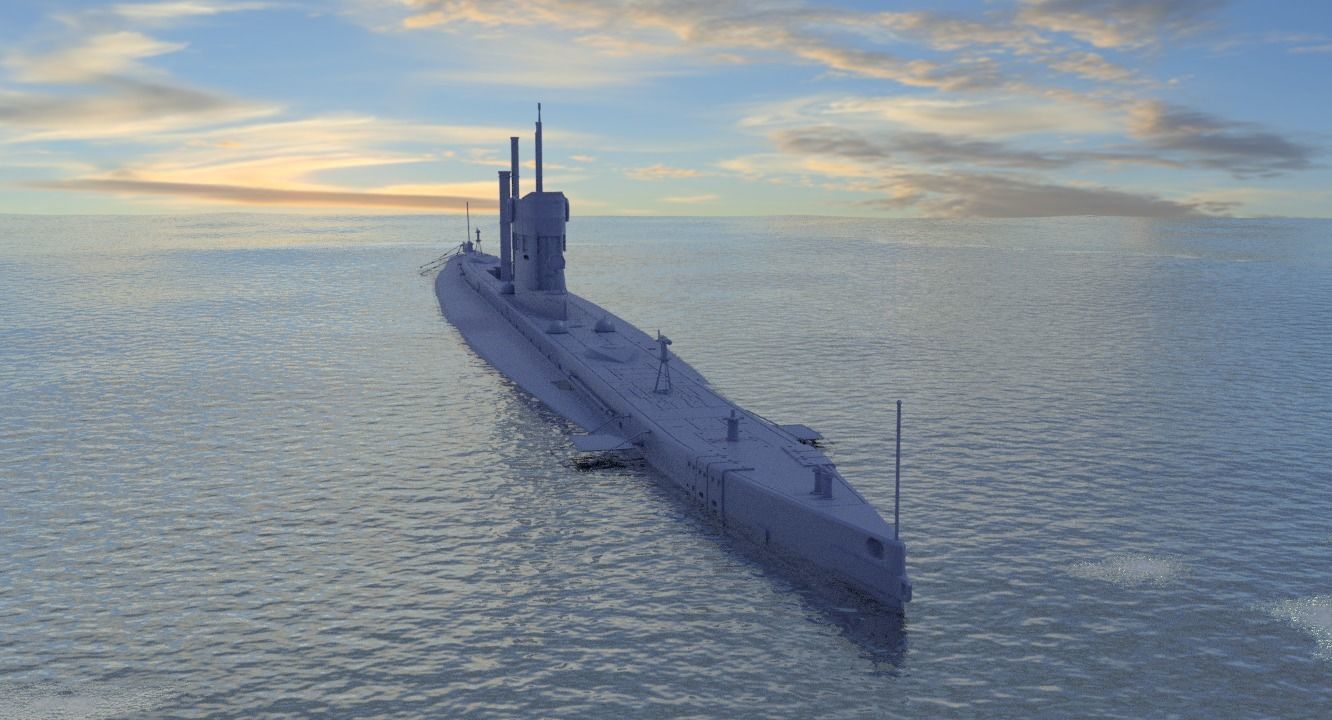 SMS U9 U-boat Low-poly 3D model_1