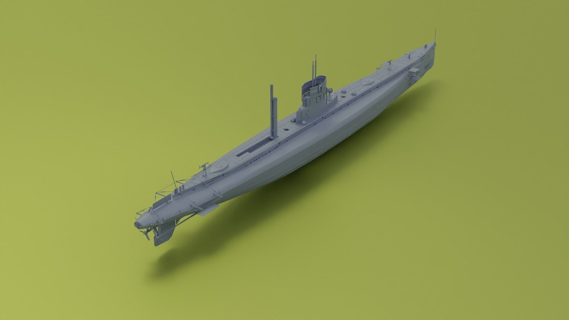 SMS U9 U-boat Low-poly 3D model_7