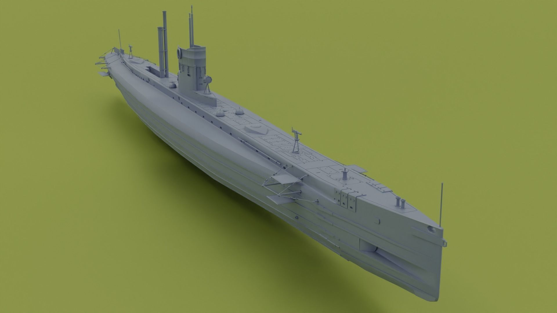 SMS U9 U-boat Low-poly 3D model_2