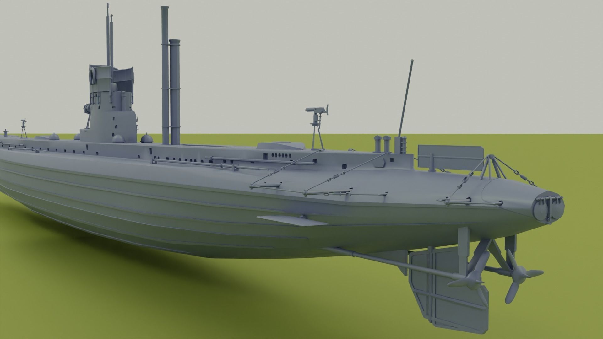 SMS U9 U-boat Low-poly 3D model_16